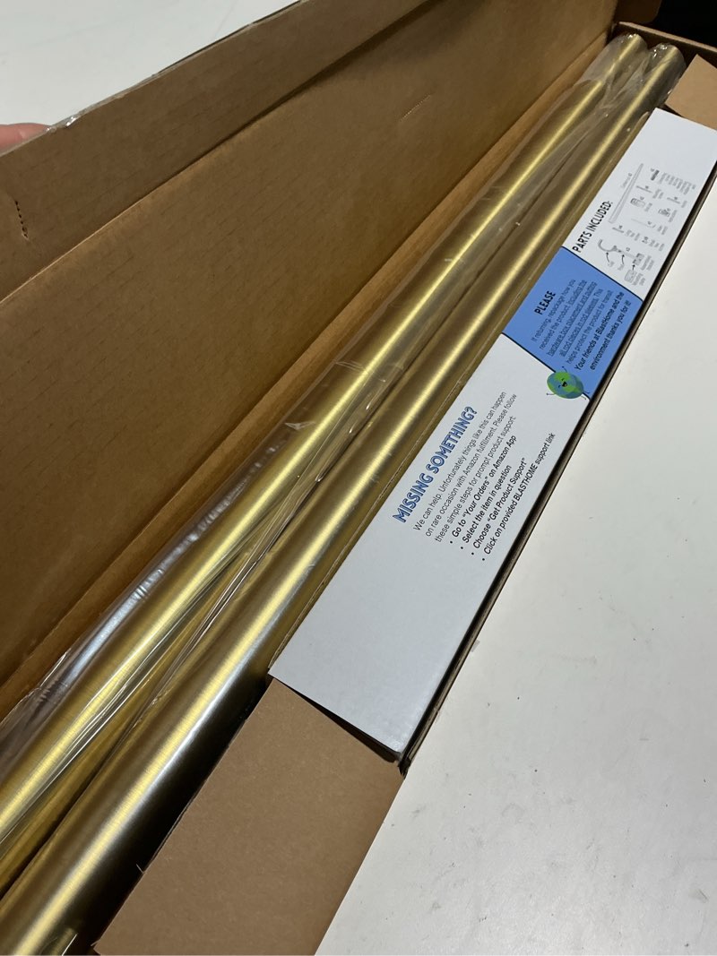 Condition photo showing Good Condition for BlastHome® Non-Adjustable Luxury Curtain Rods for Windows, 1 ¼” Rod Set, 5 foot Fixed Length (Two Rods Connect for a Seamless Look), Brushed Gold Single Rod Brushed Gold 5 foot