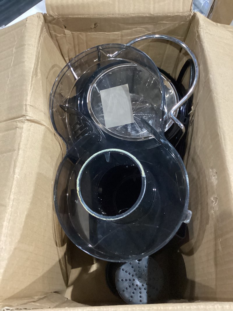 Condition photo showing As Is for Qcen Juicer Machine, 800W Centrifugal Juicer Extractor with Wide Mouth 3” Feed Chute for Fruit Vegetable, Easy to Clean, Stainless Steel, BPA-free (Black) 800W Black