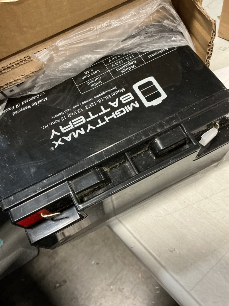 Condition photo showing As Is for mighty max battery ml18-12f2-12 volt 18 ah, f2 terminal, rechargeable sla agm battery 1 pack