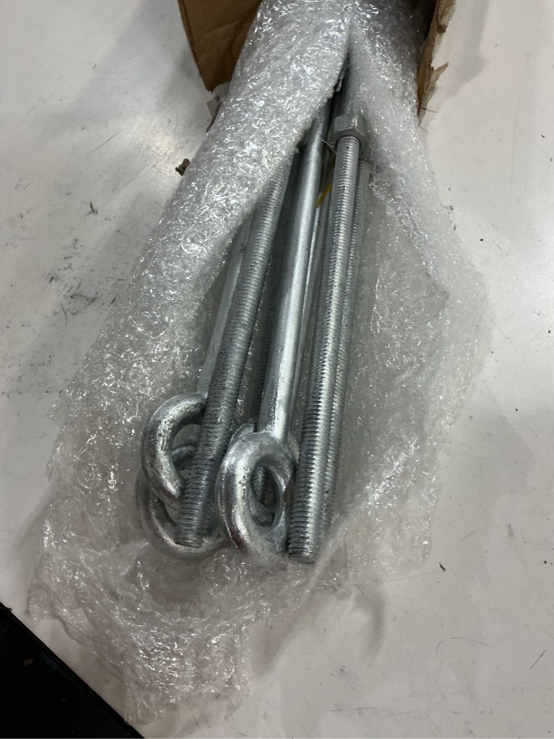 Condition photo showing Good Condition for leifide 8 pack 1/2" x 18" eye bolt with nut, hot dipped galvanized heavy duty rigging zinc eye bolt anchor point for wood chain, wire rope, lifting, construction and outdoor anchoring