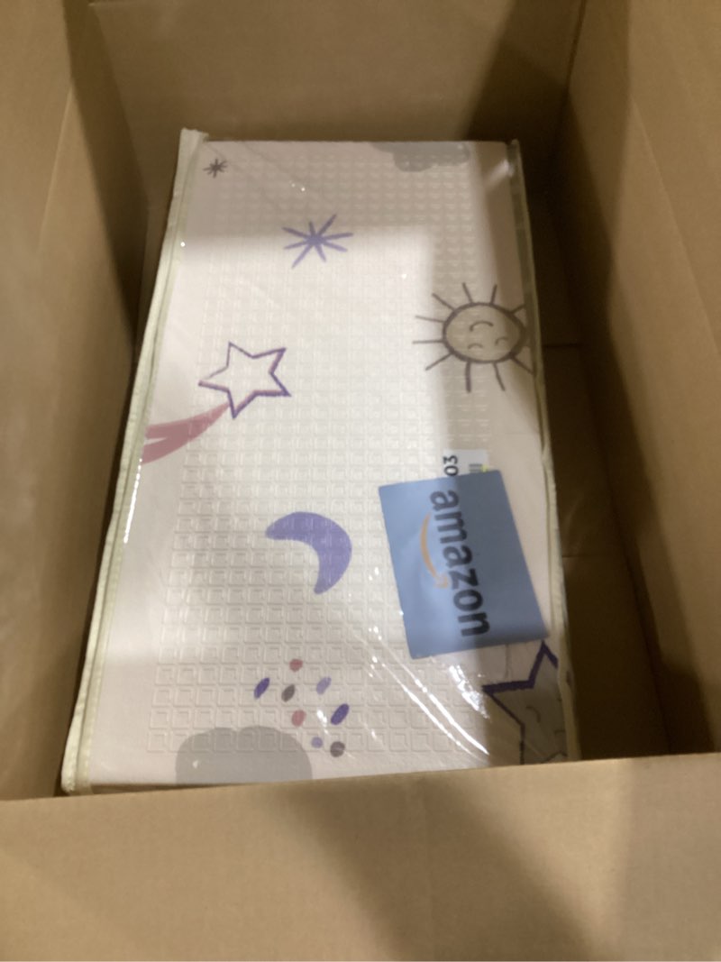 Condition photo showing New/Like New for Nuby Reversible Baby Floor Mat, 77" x 58" - Foldable and Lightweight Baby Play Mat for Floor - Easy Storage and Travel - Stars and Sky Stars and Sky Play Mat