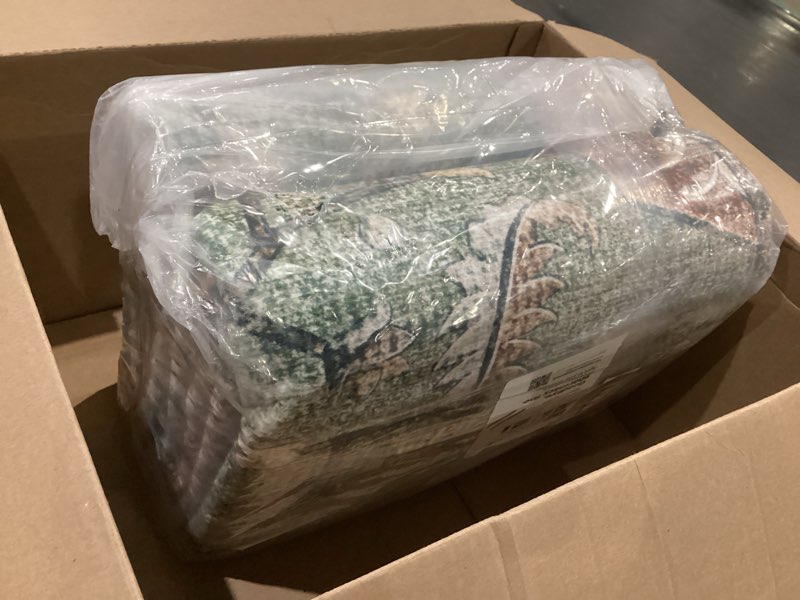Condition photo showing New/Like New for releany area rugs 8'x10' washable non-slip, floral vintage distress print pattern medallion carpet for living room bedroom dining room, brick red rust neutral brown burnt orange green brick/brown/green 8' x 10' (rectangular)