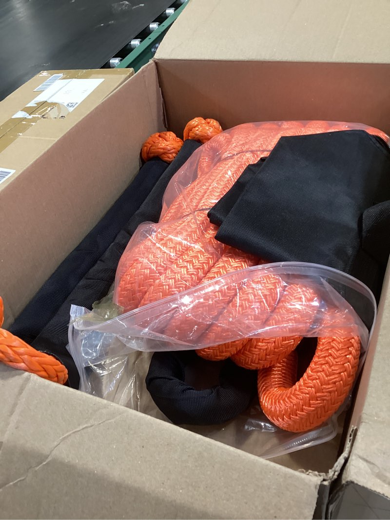 Condition photo showing Good Condition for kinetic recovery tow rope kit - 1" x 30ft 55000lbs tow strap with 2 soft shackles, heavy duty kinetic recovery rope for off-road vehicle, jeep, truck, suv, utv, atv - orange orange -1 inch x 30ft