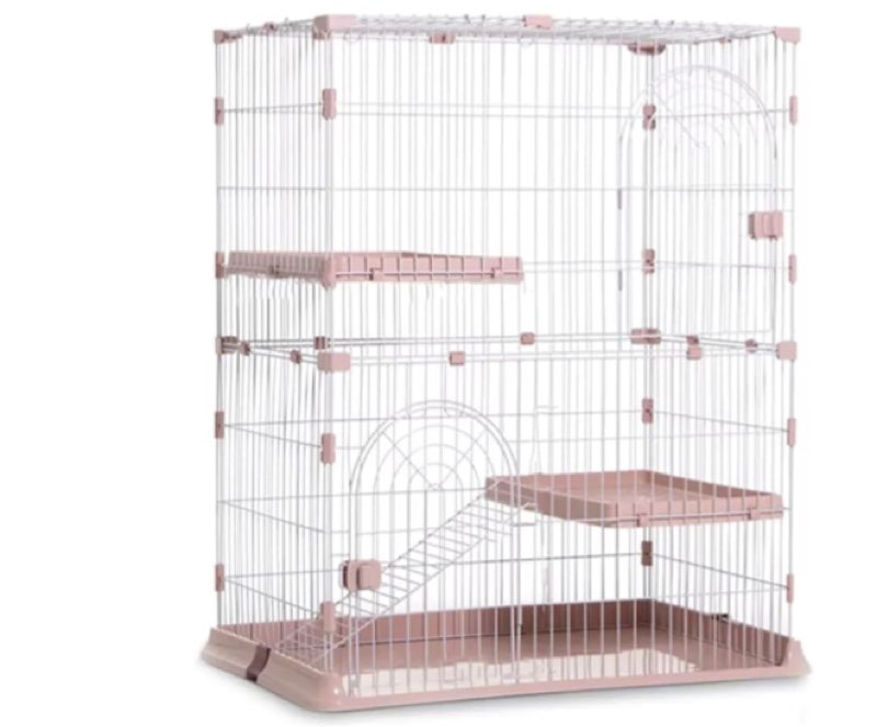 3/4-tier wire cat cage playpen kennel, cages enclosure with cat hammock, cat crate with 3 platforms, 3 front doors and 2 ramp ladders, detachable metal kennels(a,30 * 20 * 35"/76 * 50 * 89cm)
