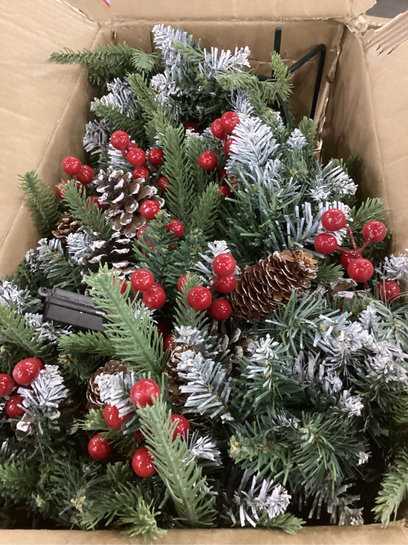 Condition photo showing Good Condition for Set of 2 Christmas Planter/Urn Fillers Outdoor Front Porch, Artificial Prelit Christmas Tree, Holiday Pot Fillers with Multi-Color Lights, Outdoor Christmas Decorations Yard