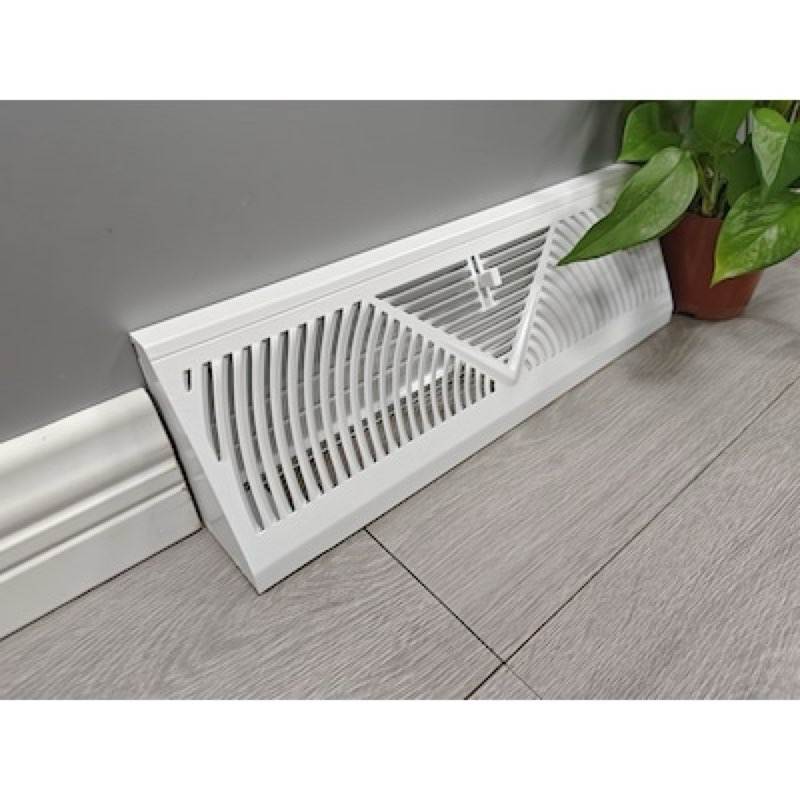 reliabilt 2-1/2-in x 12-in 180-degrees steel white baseboard diffuser ( outside width- 15-in )