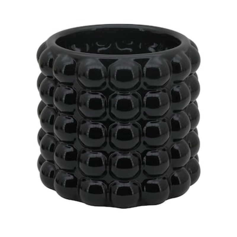  Origin 21 Round 7.63-in W x 7.63-in L Black Ceramic Indoor/Outdoor Planter