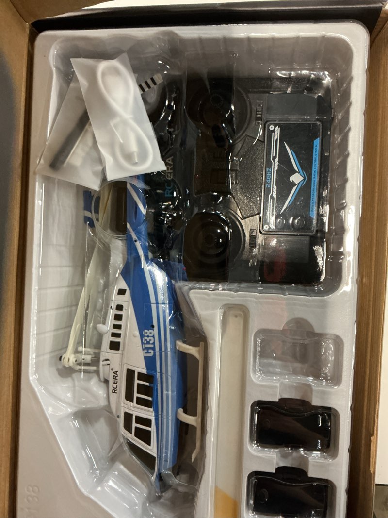 Condition photo showing Good Condition for c138 remote control helicopter, 1:33 scale bell206 helicopter 2.4g 4ch rtf single propeller aileron free, optical flow positioning, six-axis gyroscope stabilization gift for adults (3 battery)