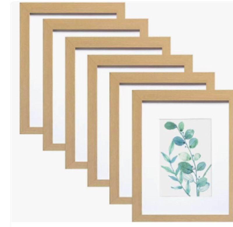 ((similar ))LUCKYLIFE Set of 7 photo frames, gallery wall frames collage with 8 x 10, 5 x 7, 4 x 6 inch frames, natural wood finishes