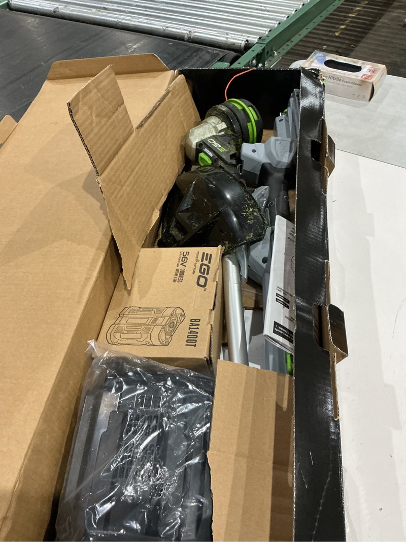 Condition photo showing As Is for ego power+ powerload st1511t 15 in. 56 v battery string trimmer kit (battery & charger) w/ telescopic shaft & 2.5 ah battery