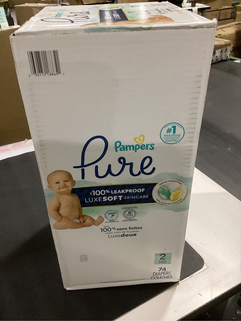 Condition photo showing New/Like New for Pampers Pure Protection Diapers Super Pack - Size 2 - 74ct