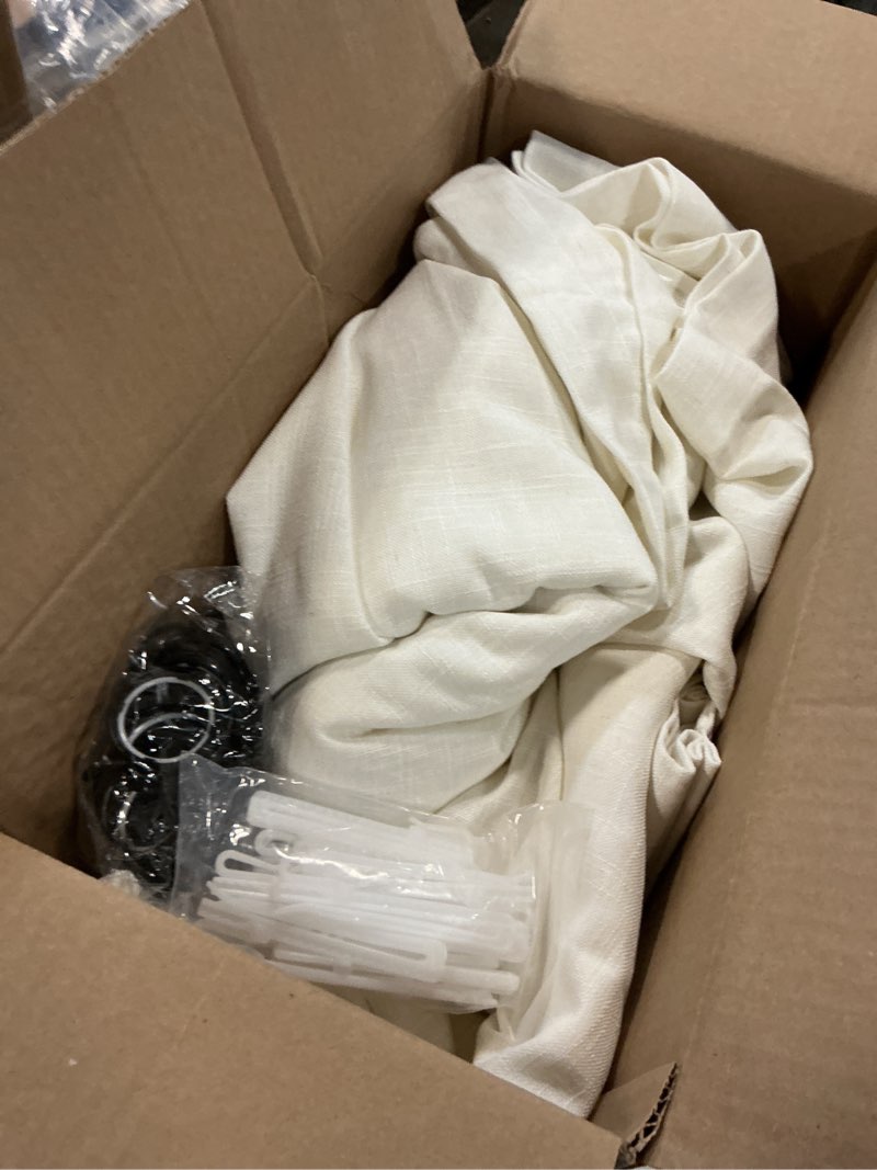 Condition photo showing Good Condition for Extra Wide Pinch Pleat Curtains 96 Inches Long for Patio Sliding Glass Door Cream Linen 100 Inch Wide Curtain Memory Trained Pleated Drapes with Hooks Rings Semi Sheer 100x96 Curtain for Large Window Natural 100"W x 96"L (Pack of 1)