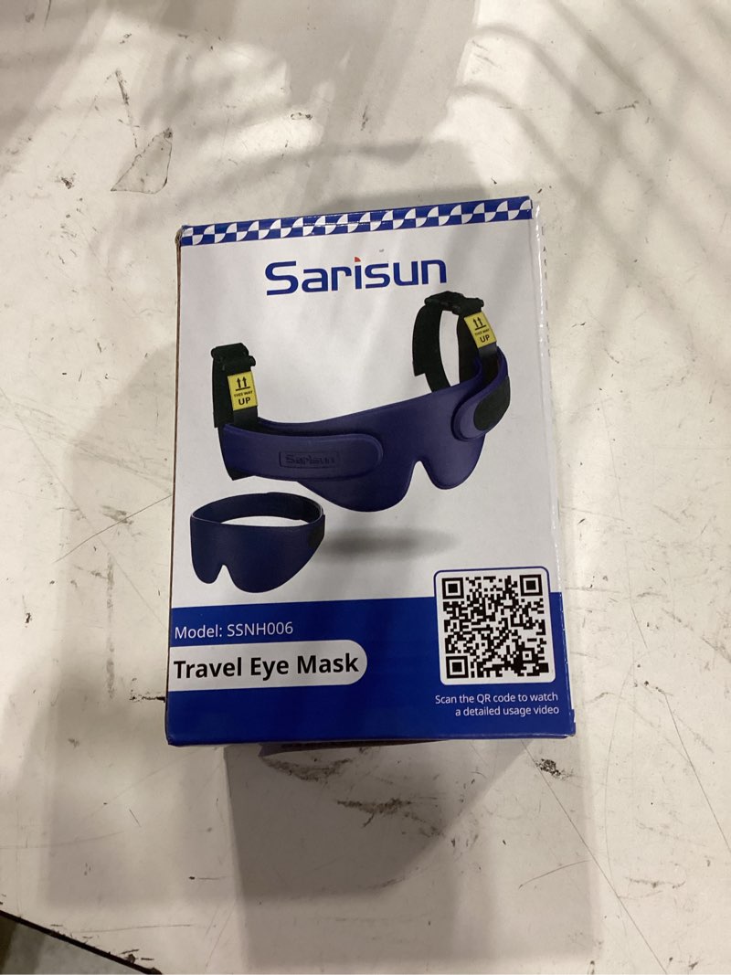 Condition photo showing As Is for sarisun airplane head strap 3d eye mask, travel pillow alternative for long flight, 360° support sleep head hold, stop bobblehead, ultra-compact lightweight travel essentials, black