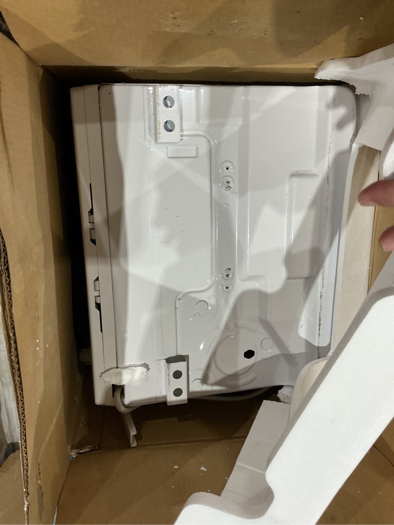 Condition photo showing As Is for midea 8,000 btu 115v window air conditioner cools 350 sq. ft. with wi-fi and energy star in white