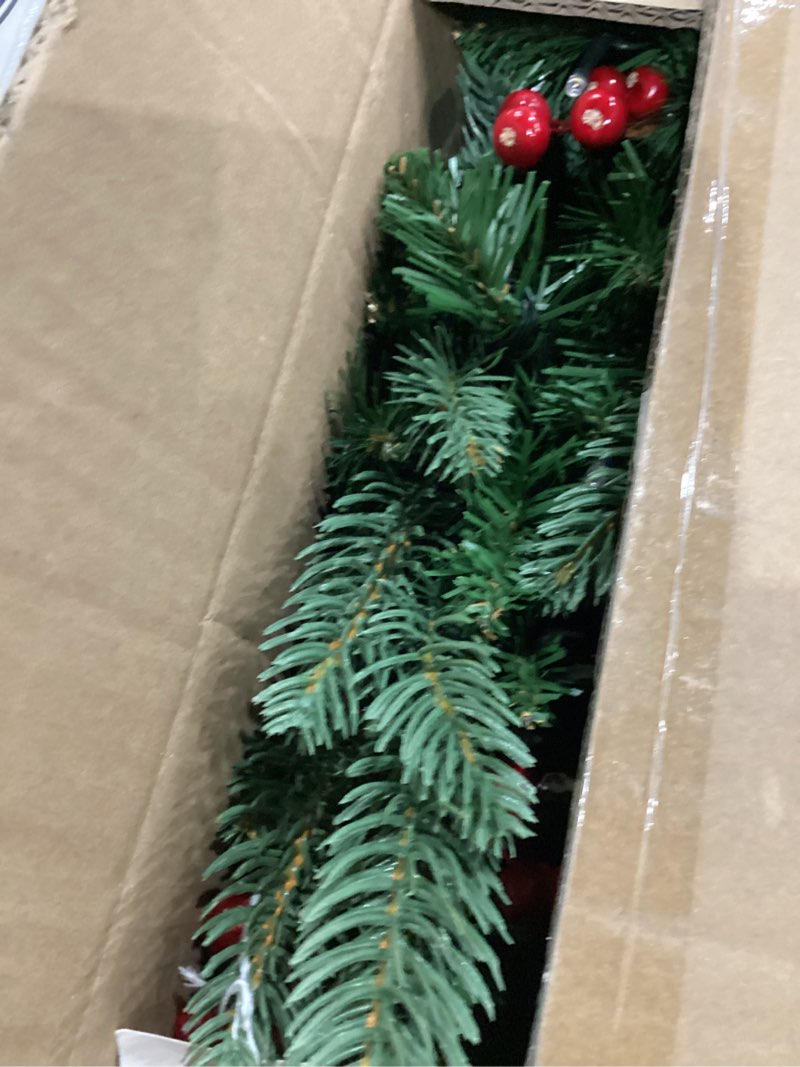 Condition photo showing Good Condition for Brightown 24 Inch Pre-Lit Artificial Christmas Wreaths for Front Door,Christmas Decorations Indoor with Pine Cones & Berry Clusters, Christmas Wreath with 50 Lights for Fireplace Wall Window, Plug-in