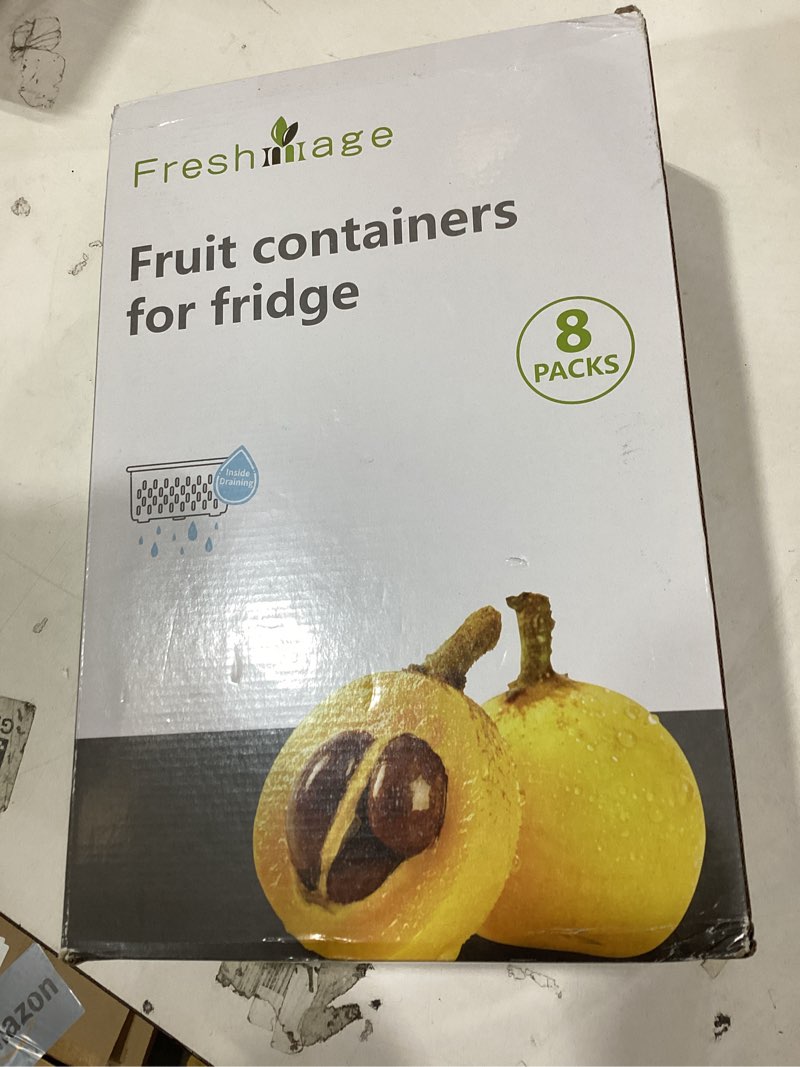 Condition photo showing New/Like New for Freshmage Fruit Storage Containers for Fridge with Removable Colander, Airtight Food Storage Container, Dishwasher Safe Produce Saver for Refrigerator, Keep Berry Fruit Fresh Longer 8 pcs Small Clear clear Small 8