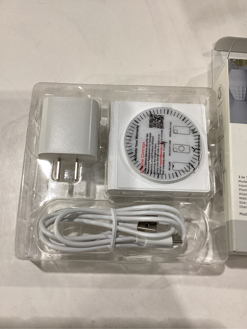 Condition photo showing New/Like New for 3 in 1 wireless charging station for apple multple devices - foldable magnetic wireless charger dock -travel 18w charging pad for iphone 17 16 15 14 13 12 pro/pro max/plus/watch & airpods all series white