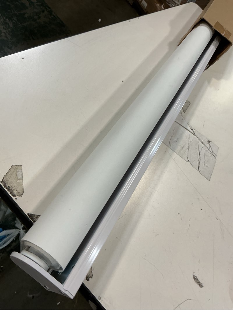 Condition photo showing As Is for GENIMO 100% Blackout Roller Window Shades, Window Blinds Cordless with Thermal Insulated, UV Protection Fabric, Mini French Door Blinds for Home, Office, Bedroom, Easy to Install, White, 33" W X 72" H White 33"W x 72"H