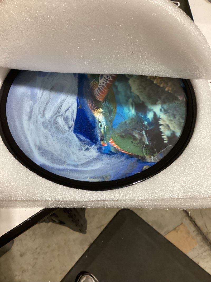 Condition photo showing Good Condition for rysnwsu Moving Sand Art Picture w/Mirror, 3D Dynamic Sand Art Liquid Motion Sandscapes, Children's Large Desktop Art Toys, Home & Office Relaxing Desktop Decor (Blue-Turtle, 12'') 12'' Blue-Turtle