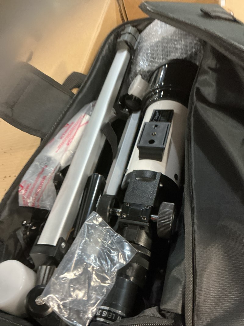 Condition photo showing As Is for gskyer telescope, 70mm aperture 400mm az mount astronomical refracting telescope for kids beginners - travel telescope with carry bag, phone adapter and wireless remote.