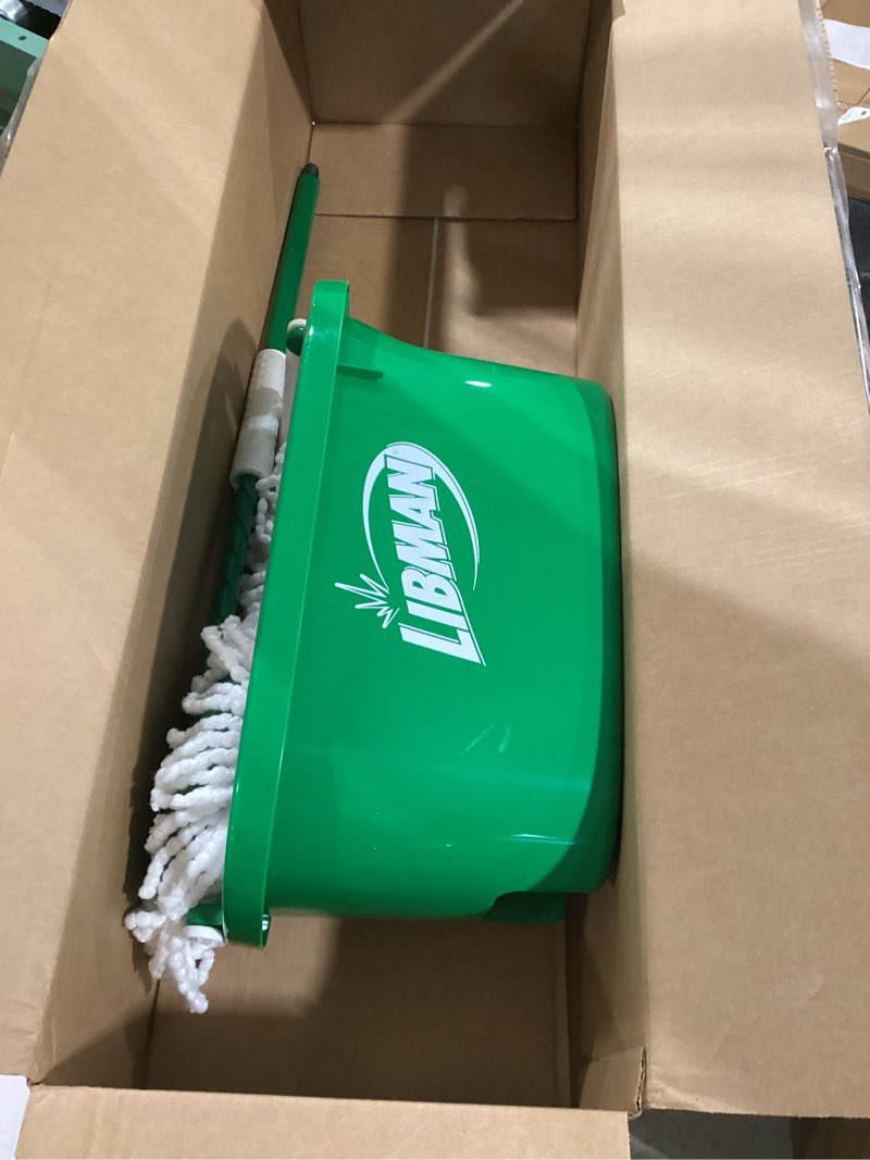 Condition photo showing New/Like New for Libman Tornado Spin Mop System, Spinning Floor Mopping and Bucket with Wringer Set for Home, Hardwood, Laminate, Tile Cleaning, Includes 1 Machine Washable Replacement Head Refills (2 Total) Spin Mop Plus 1 Refill