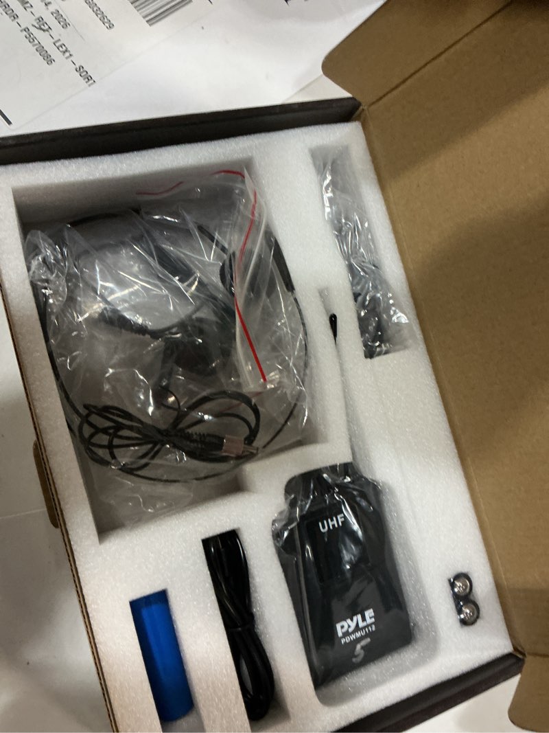 Condition photo showing New/Like New for pyle uhf wireless microphone system kit - portable professional cordless microphone set with headset, lavalier, beltpack transmitter, receiver - karaoke & conference w/o handheld microphone