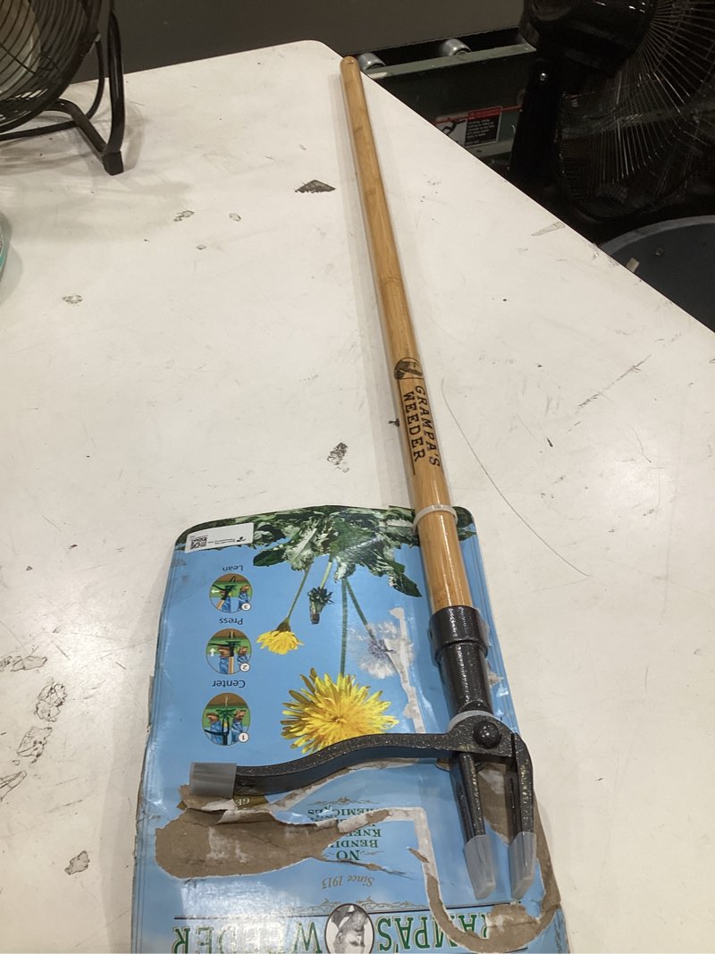 Condition photo showing Good Condition for grampa's weeder - the original stand up weed puller tool with long handle - made with real bamboo & 4-claw steel head design - easily remove weeds without bending, pulling, or kneeling.
