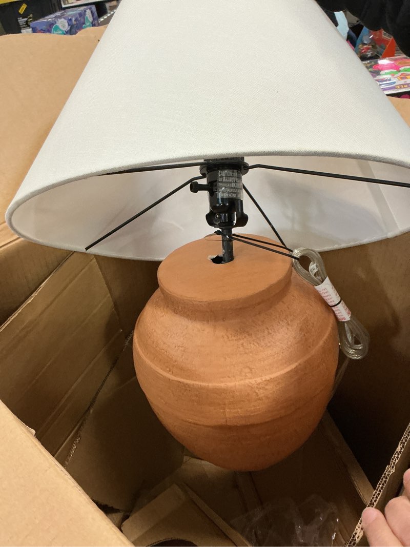 Condition photo showing As Is for 21.25"x17" large ceramic table lamp terracotta - threshold