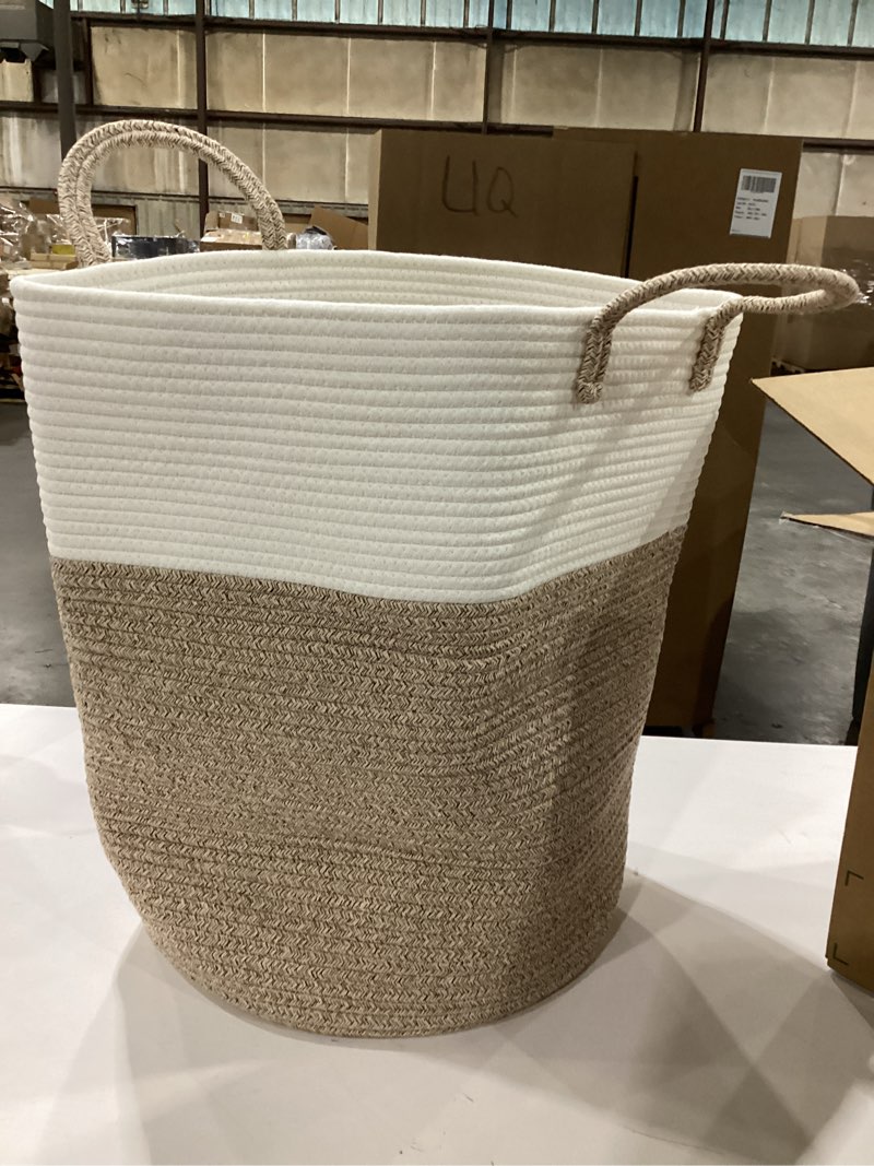 Condition photo showing New/Like New for Laundry Basket,Woven Cotton Rope Laundry Hamper,60L for Decor Storage of Dirty Clothes,Toys and Blankets in Bathroom,bed Room and Living Room Brown 60L