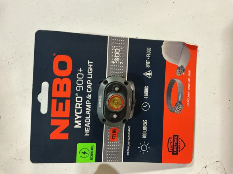 Condition photo showing Good Condition for nebo mycro 900+ headlamp | 900 lumen, 7 light modes, white & red light with spot & flood, usb-c rechargeable, water resistant, adjustable strap, cap light convertible, ideal for camping & hiking 900 lumens - gray