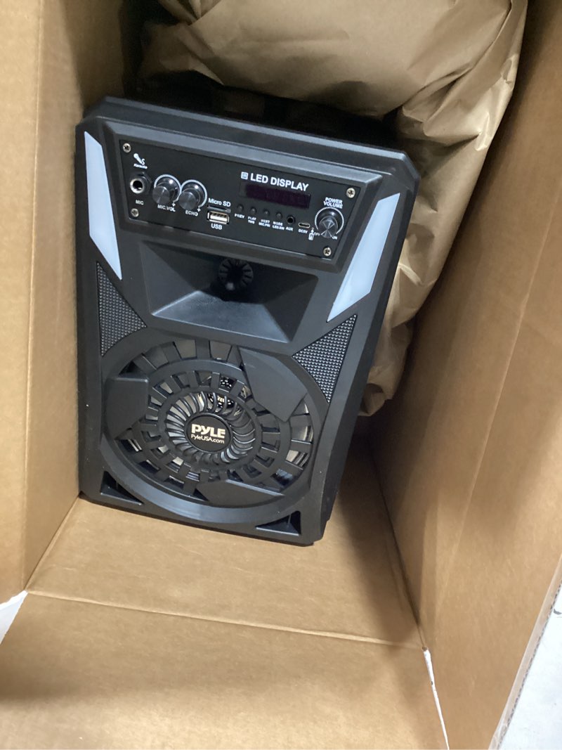 Condition photo showing Good Condition for Pyle 1200W Portable Bluetooth PA Speaker - 12’’ Subwoofer, LED Battery Indicator Lights W/Built-In Rechargeable Battery, MP3/USB/SD Card Reader, and UHF Wireless Microphone - Pyle PSBT125A,Black