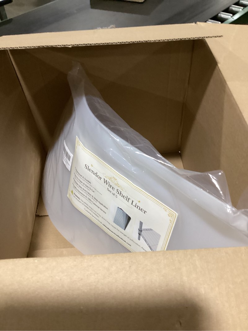 Condition photo showing As Is for slendor wire shelf liner 14" x 24" value pack of 5 flat heavy duty waterproof non-adhesive industrial strength plastic mats for tier shelving unit, transparent 14"x24" clear