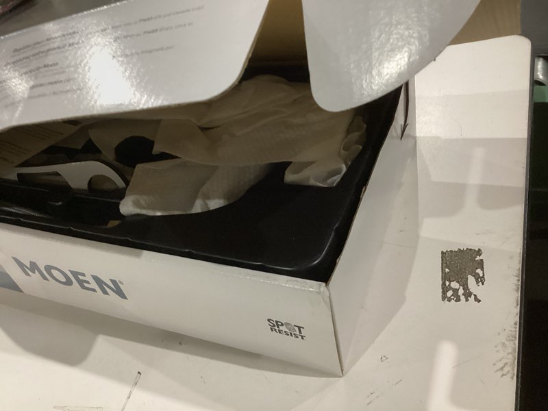 Condition photo showing As Is for Moen Findlay Spot Resist Brushed Nickel Single-Handle Bathroom Faucet, Single-Hole Setup with Deckplate, 84516SRN