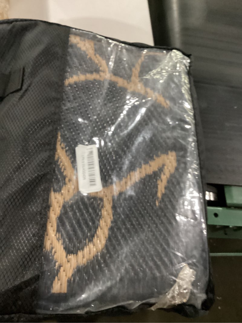 Condition photo showing Good Condition for genimo outdoor rug, waterproof plastic rugs for patio, 5'x8' light brown | outside larger modern carpet mat for porch decor, deck, balcony, camping, rv, backyard, picnic, beach, reversible, foldable light & brown 5' x 8' (rectangular)