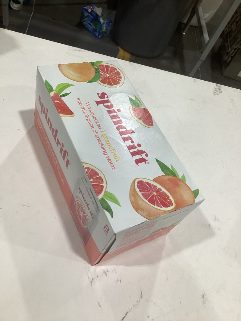 Condition photo showing New/Like New for spindrift grapefruit sparkling water, 12 fl oz (pack of 8) grapefruit 12 fl oz (pack of 8)