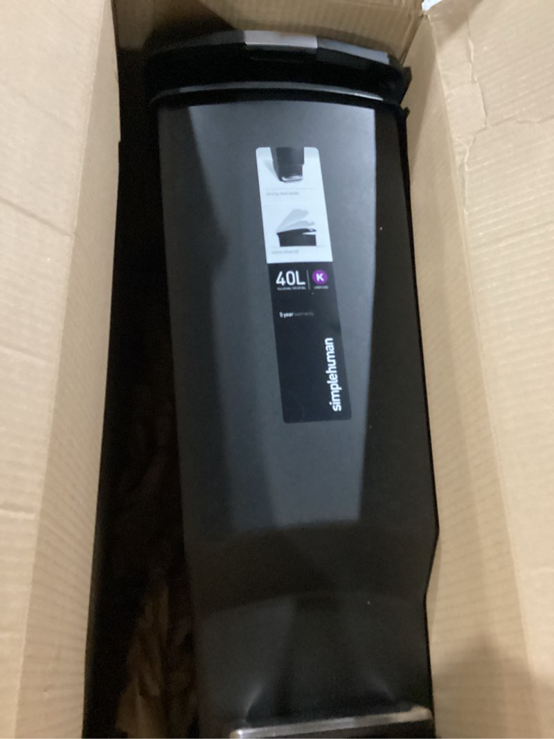 Condition photo showing Good Condition for simplehuman 40 Liter / 10.6 Gallon Slim Kitchen Step Trash Can With Secure Slide Lock, Black Plastic