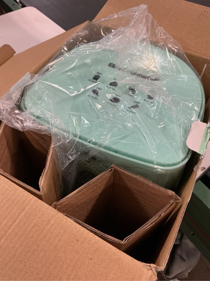 Condition photo showing As Is for Elite Gourmet EAF-3218BL Personal 1.1Qt Compact Space Saving Electric Hot Air Fryer Oil-Less Healthy Cooker, Timer & Temperature Controls, PFOA Free, Mint