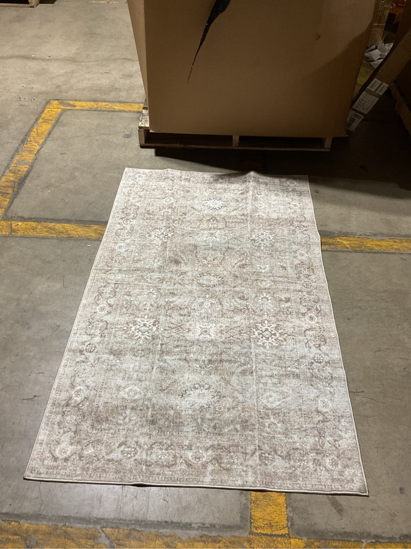 Condition photo showing Good Condition for washable 3x8 runner rug - non-slip vintage runner rug for entryway low-pile medallion long rugs for hallway waterproof traditional runner rug indoor thin rug for kitchen (beige) beige 3'x8'