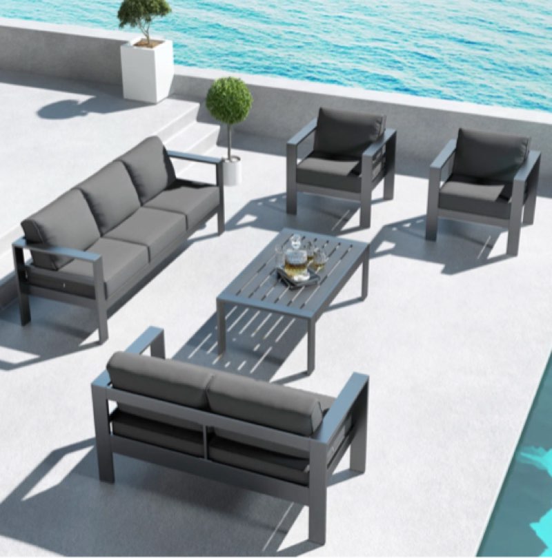 arnhildur aluminum 7 - person 5 piece sofa seating group with cushions incomplete 