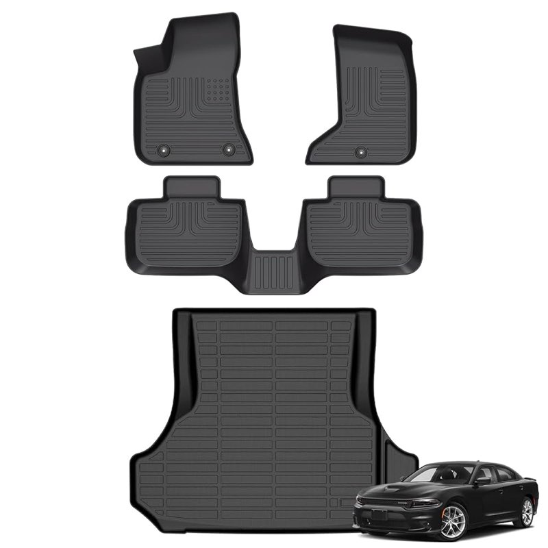 AZYT Floor Mats & Cargo Liner for Dodge Challenger RWD 2015-2023, All Weather Automotive TPE Floor L