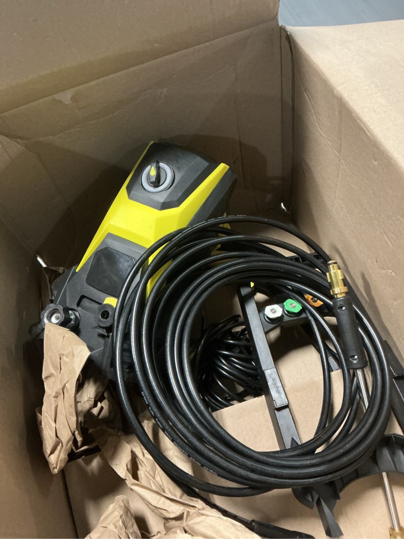 Condition photo showing As Is for Similar Pressure Washer Power Washers 5000PSlMAX, High Pressure Cleaning Machine with 4 Quick Connect Nozzles and Foam Cannon for Cars Driveways Patios Fences, Yellow