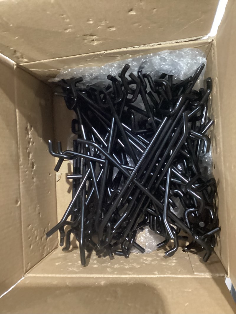 incly 120 pack 2/4/6 inch black pegboard hooks, 1/4" heavy duty peg board shelving hooks accessories