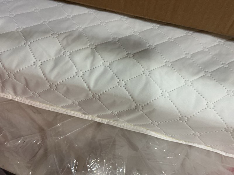 Condition photo showing As Is for Dream On Me Holly 3” Mini/Portable Crib Mattress, Greenguard Gold & BSA Certified, Fits Portable & Mini Cribs, Lightweight Fiber Core, Waterproof Vinyl Cover (38"x24"x3")