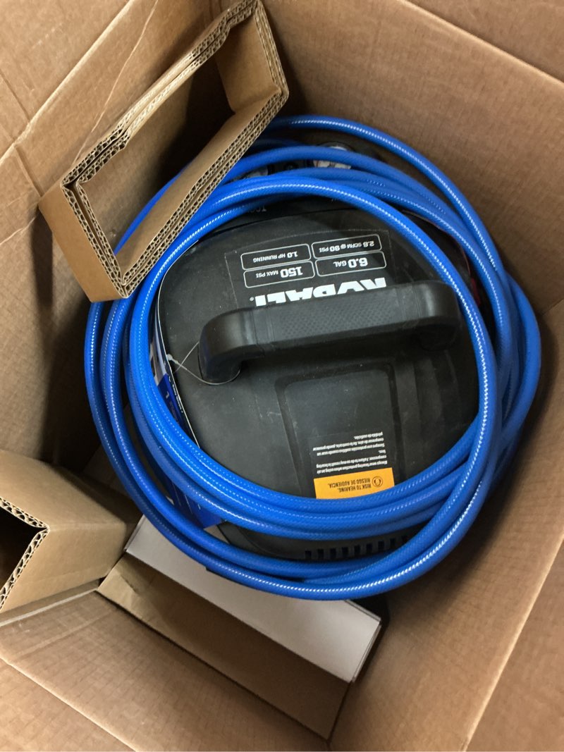 Condition photo showing Good Condition for kobalt 6-gallon portable electric 150 psi pancake air compressor with accessories included