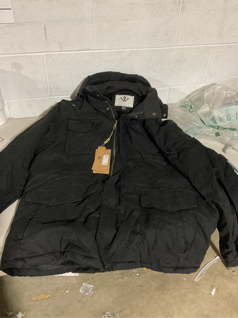 Condition photo showing Good Condition for wenven men's winter military thicken parka jacket warm coat with removable hood black x-large