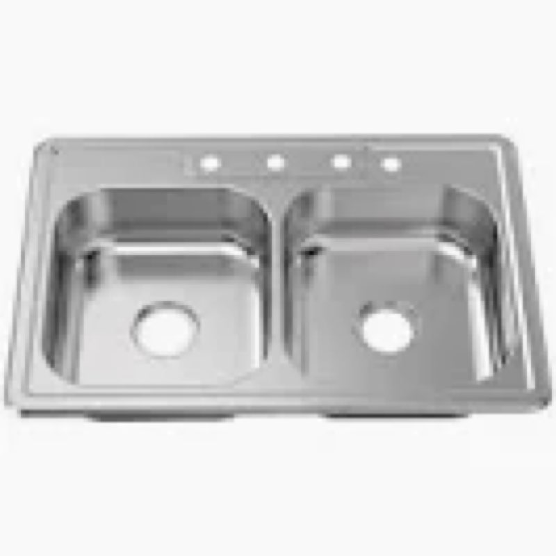 Glacier Bay 33 in. Drop-In 50/50 Double Bowl 22 Gauge Stainless Steel Kitchen Sink