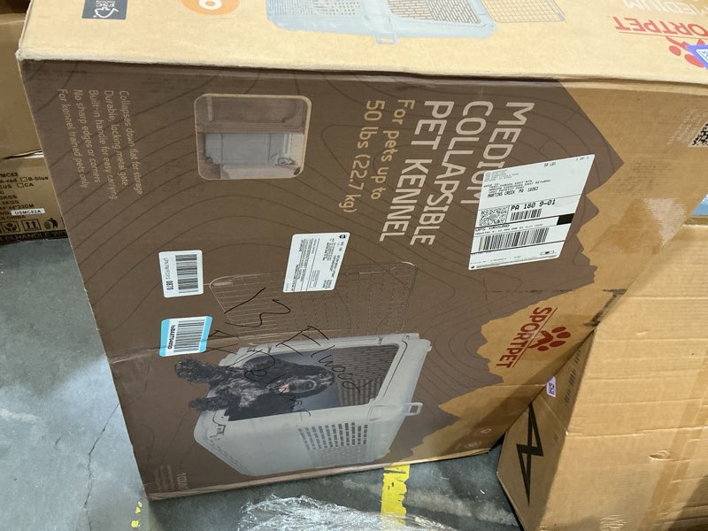 sport pet plastic kennels rolling plastic wire door travel dog crate, collabsible kennel, 22.1" l x 23.3" w x 30.6" h 30" medium (blue)