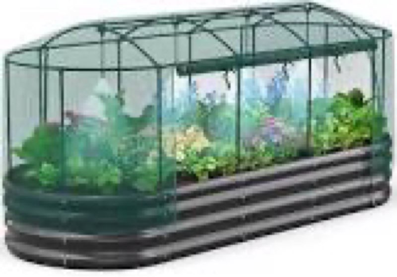 8x4x3 ft tall galvanized raised garden bed with self-watering system, elevated planter boxes outdoor