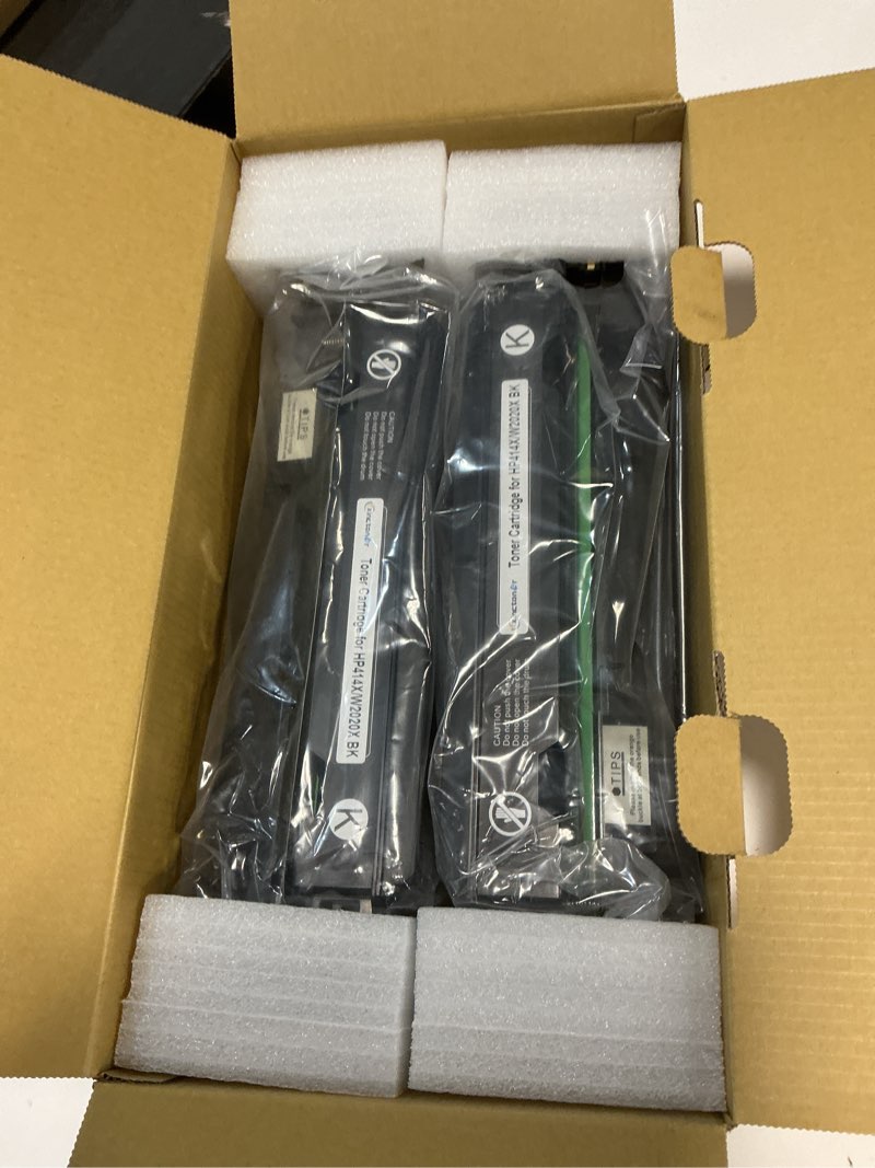 Condition photo showing Good Condition for 414x black toner cartridge 2 pack high yield (with chip) compatible replacement for hp 414x w2020x 414a w2020a work for hp color laser jet pro mfp m479fdw m454dw m454dn m455dn m479fdn printer