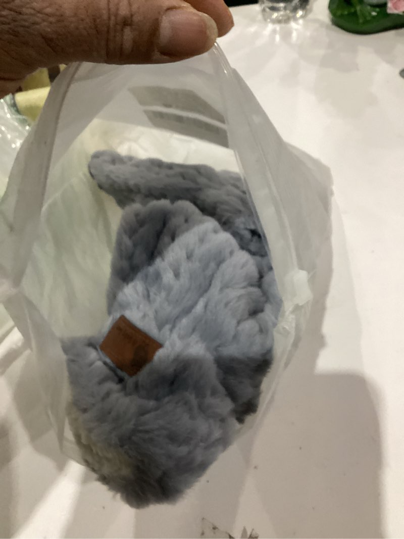 Condition photo showing As Is for Hooded Scarf for Women Winter, Cute Bear Ear Hat Scarf 3 in 1 Faux Fur Gloves Set Grey